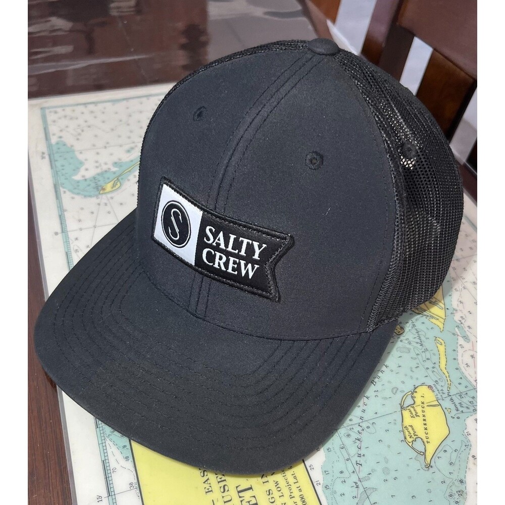Salty Crew Pinnacle Retro Trucker Hat Black SnapBack Adjustable